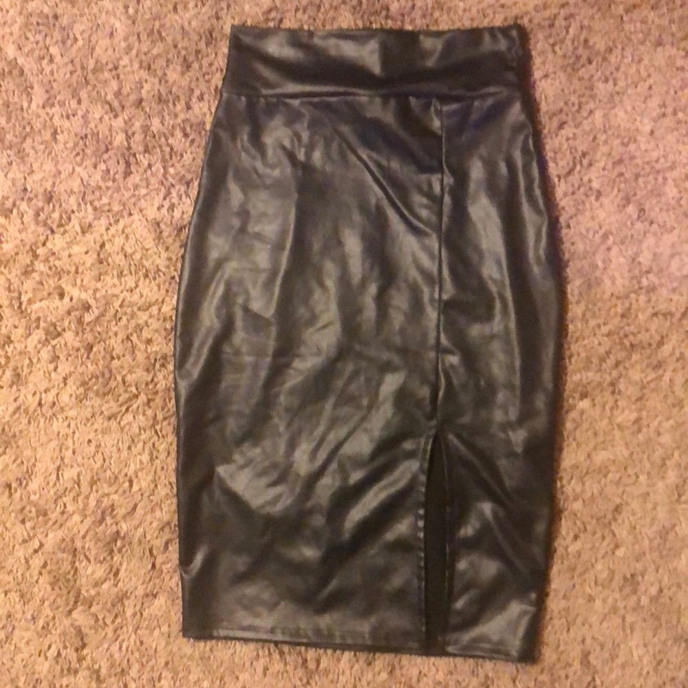 Black faux leather